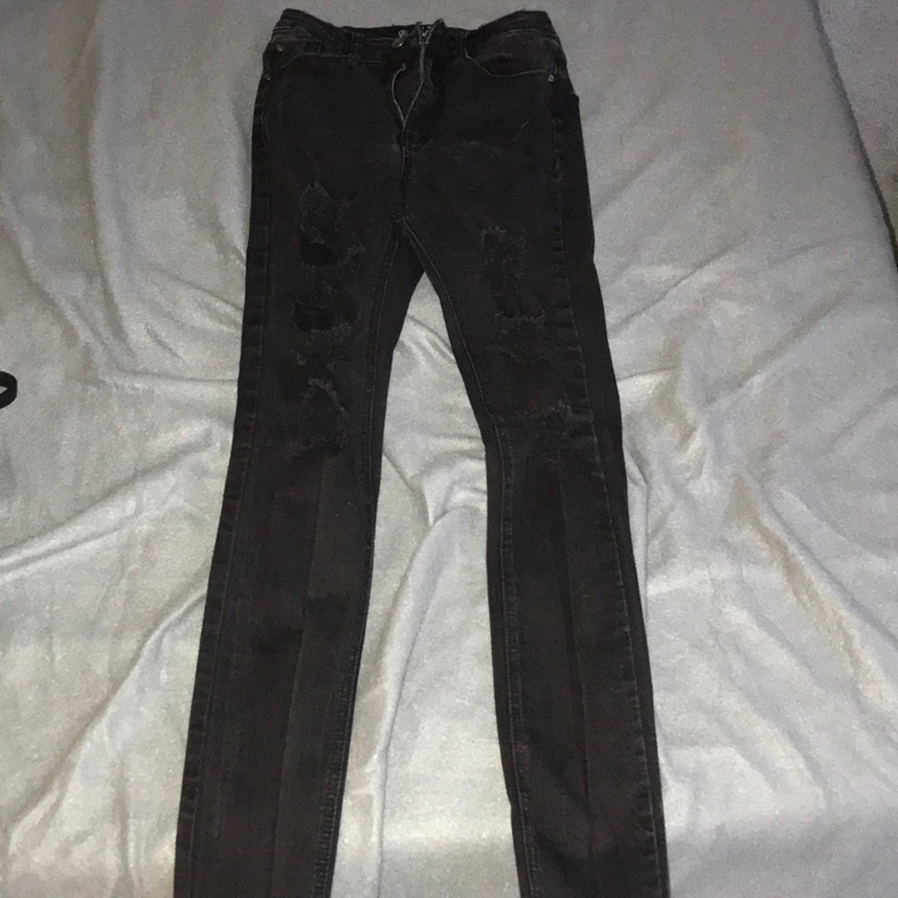 High waisted distressed skinny jeans!